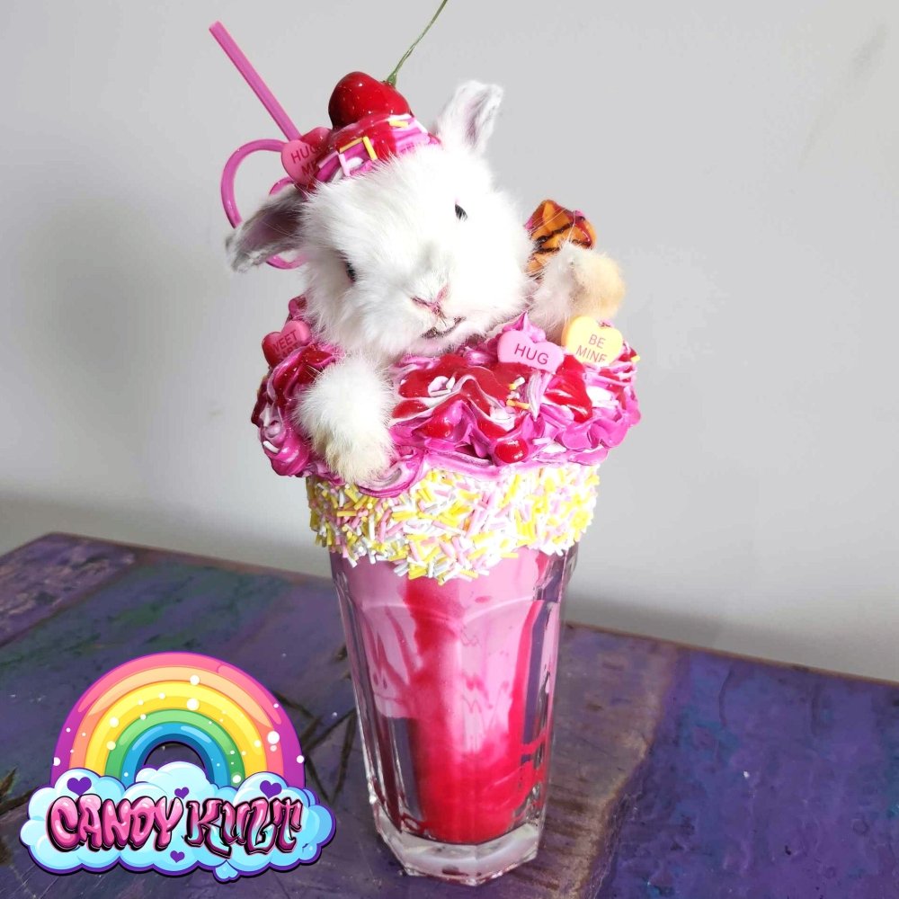 Strawberry Heart Candy Milkshake Bunny Candy Kult bunny milkshake taxidermy Candy Cult - Candy Kult Land - Wishbone - Boo Kitty - Panku - Frosti - Toxic Kitten - Hex - Heart - Cult Candy - Ca