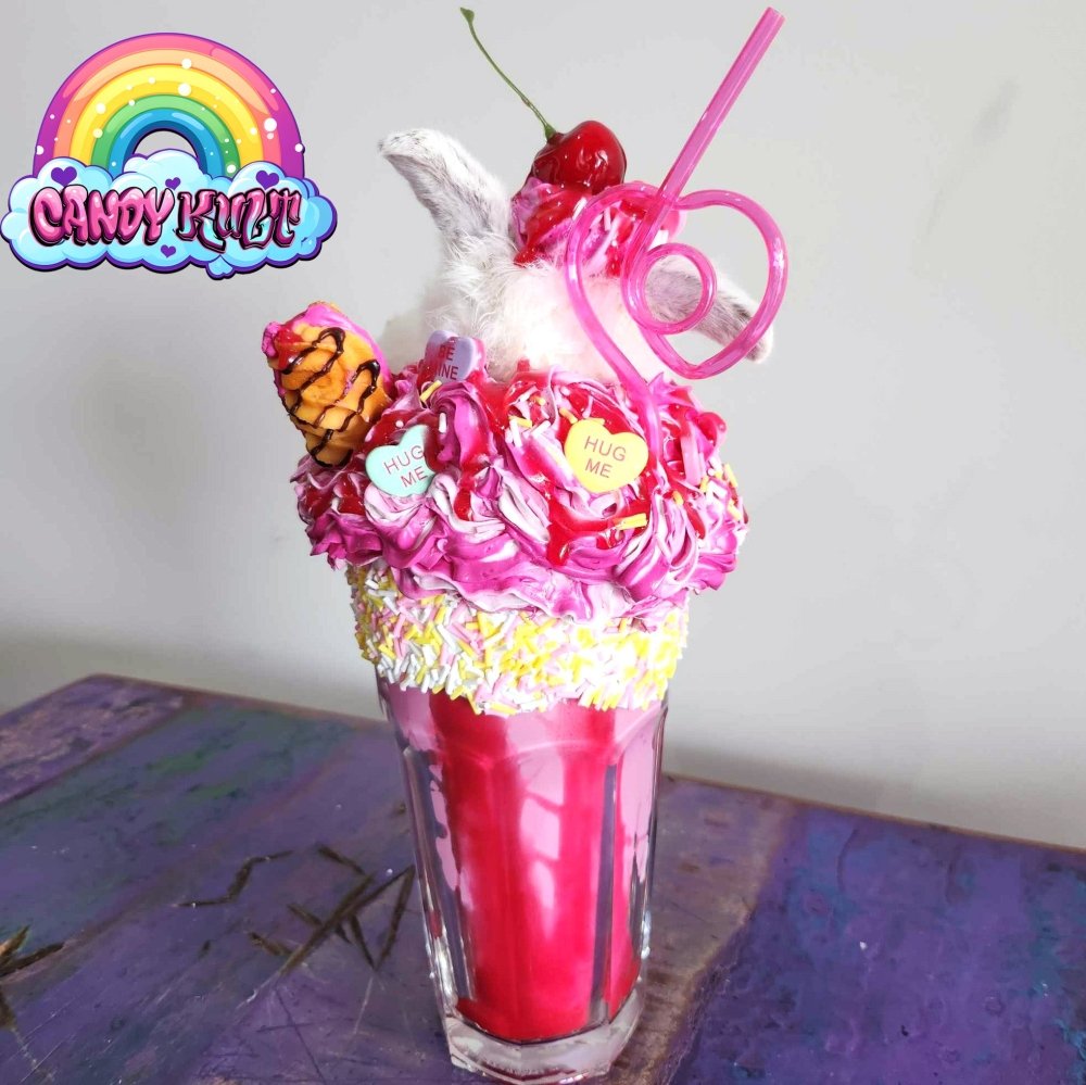 Strawberry Heart Candy Milkshake Bunny Candy Kult bunny milkshake taxidermy Candy Cult - Candy Kult Land - Wishbone - Boo Kitty - Panku - Frosti - Toxic Kitten - Hex - Heart - Cult Candy - Ca