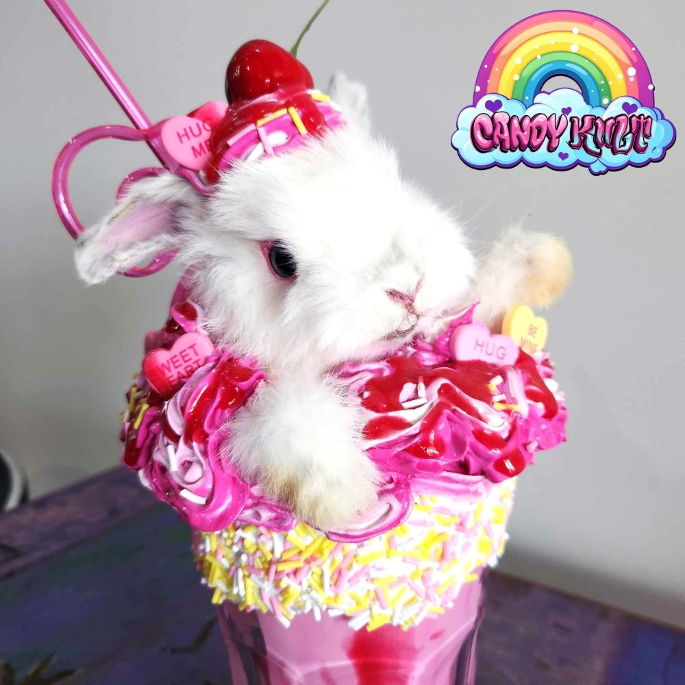 Strawberry Heart Candy Milkshake Bunny Candy Kult bunny milkshake taxidermy Candy Cult - Candy Kult Land - Wishbone - Boo Kitty - Panku - Frosti - Toxic Kitten - Hex - Heart - Cult Candy - Ca
