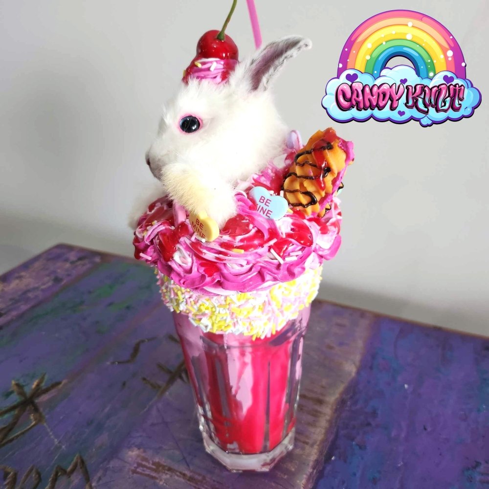 Strawberry Heart Candy Milkshake Bunny Candy Kult bunny milkshake taxidermy Candy Cult - Candy Kult Land - Wishbone - Boo Kitty - Panku - Frosti - Toxic Kitten - Hex - Heart - Cult Candy - Ca