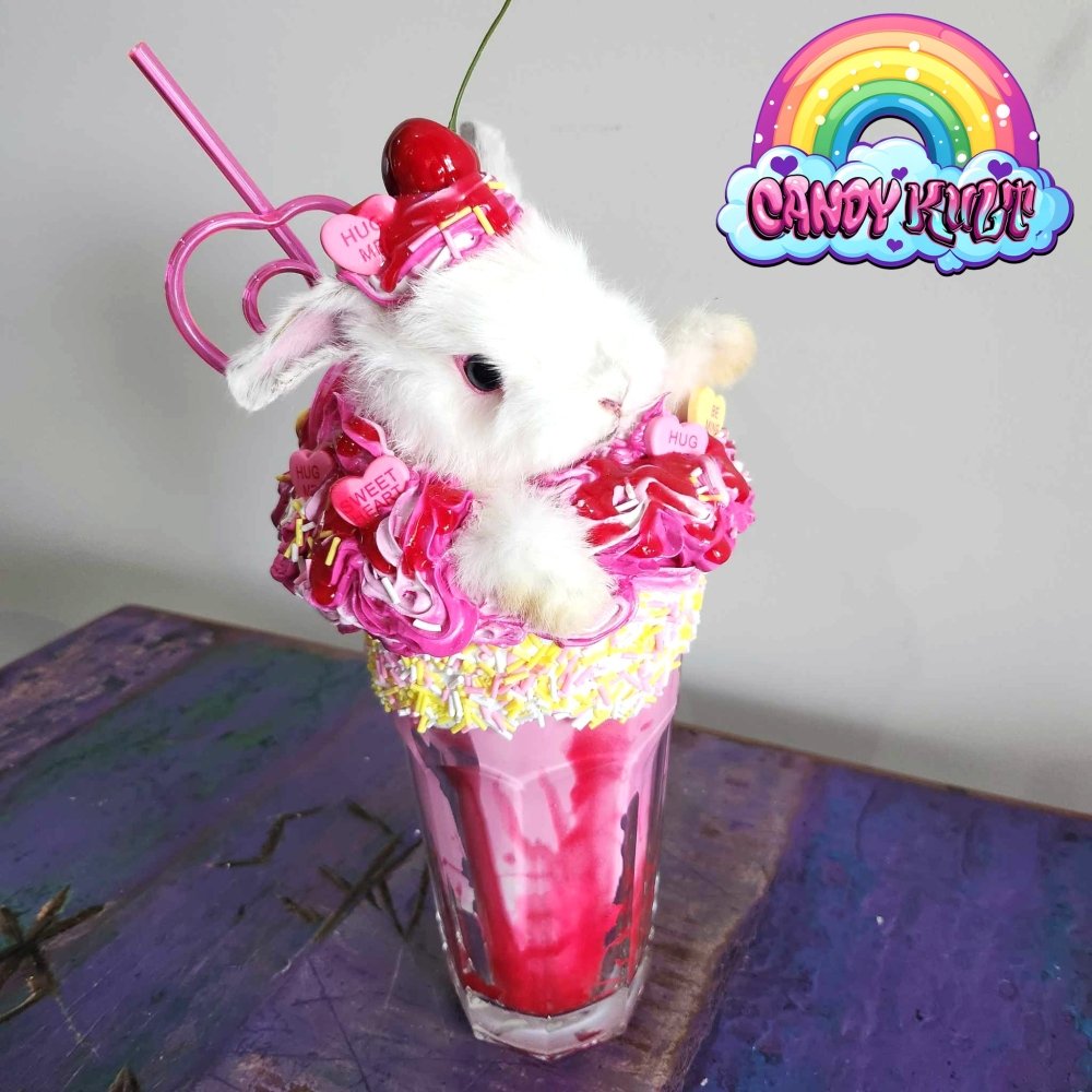 Strawberry Heart Candy Milkshake Bunny Candy Kult bunny milkshake taxidermy Candy Cult - Candy Kult Land - Wishbone - Boo Kitty - Panku - Frosti - Toxic Kitten - Hex - Heart - Cult Candy - Ca