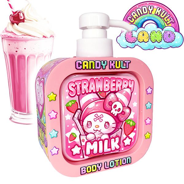 Strawberry Milk Candy Kult Land Body Lotion Candy Kult milkshake Strawberry Wishbone Candy Cult - Candy Kult Land - Wishbone - Boo Kitty - Panku - Frosti - Toxic Kitten - Hex - Heart - Cult Candy - Ca