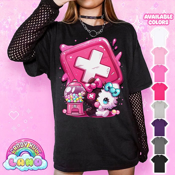 Toxic Kitten X Candy Machine - Candy Kult Land Graphic Tee Candy Kult BLACK S candy kult land ck land Toxic Kitten Candy Cult - Candy Kult Land - Wishbone - Boo Kitty - Panku - Frosti - Toxic Kitten - Hex - Heart - Cult Candy - Ca