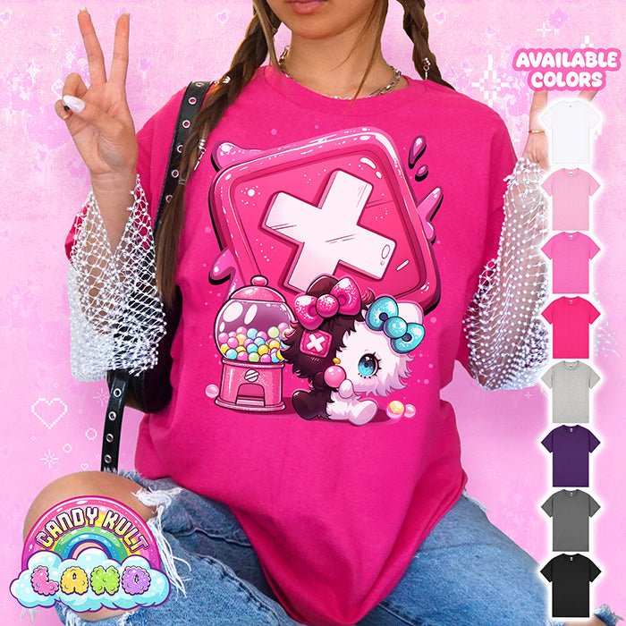 Toxic Kitten X Candy Machine - Candy Kult Land Graphic Tee Candy Kult HELICONIA S candy kult land ck land Toxic Kitten Candy Cult - Candy Kult Land - Wishbone - Boo Kitty - Panku - Frosti - Toxic Kitten - Hex - Heart - Cult Candy - Ca