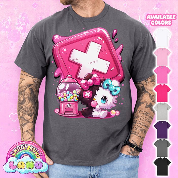 Toxic Kitten X Candy Machine - Candy Kult Land Graphic Tee Candy Kult CHARCOAL S candy kult land ck land Toxic Kitten Candy Cult - Candy Kult Land - Wishbone - Boo Kitty - Panku - Frosti - Toxic Kitten - Hex - Heart - Cult Candy - Ca
