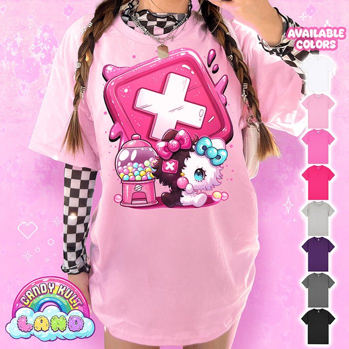 Toxic Kitten X Candy Machine - Candy Kult Land Graphic Tee Candy Kult LIGHT PINK S candy kult land ck land Toxic Kitten Candy Cult - Candy Kult Land - Wishbone - Boo Kitty - Panku - Frosti - Toxic Kitten - Hex - Heart - Cult Candy - Ca
