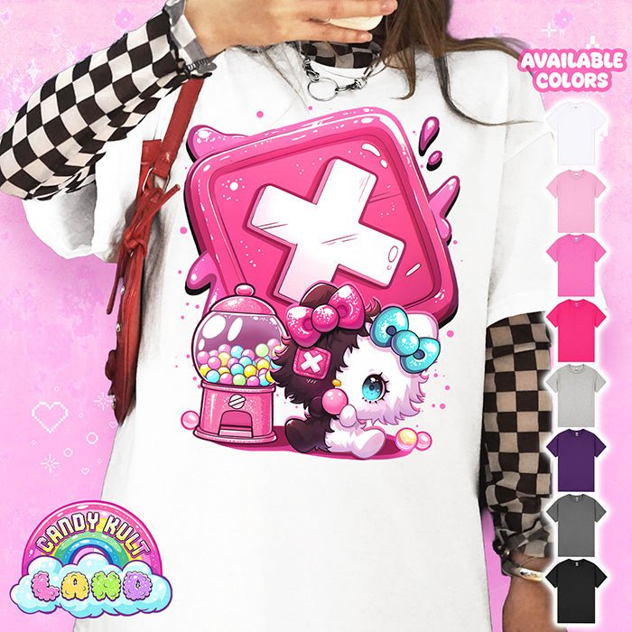 Toxic Kitten X Candy Machine - Candy Kult Land Graphic Tee Candy Kult WHITE S candy kult land ck land Toxic Kitten Candy Cult - Candy Kult Land - Wishbone - Boo Kitty - Panku - Frosti - Toxic Kitten - Hex - Heart - Cult Candy - Ca