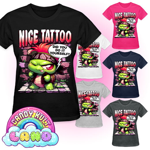 Nice Tattoo Did You Do It Yourself? Panku - Candy Kult Land REGULAR FIT Ladies T-Shirt - Candy Kult - Candy Cult - Candy Kult Land - Wishbone - Boo Kitty - Panku - Frosti - Toxic Kitten - Hex-Heart - Cult Candy - Cake High Heels - [product_vendor}