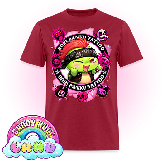 Hori Panku Tattoo Pink - Candy Kult Land COLOUR Men's / Unisex Classic T-Shirt - Candy Kult - Candy Cult - Candy Kult Land - Wishbone - Boo Kitty - Panku - Frosti - Toxic Kitten - Hex-Heart - Cult Candy - Cake High Heels - [product_vendor}