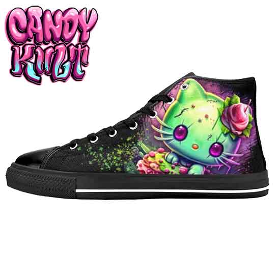 Zombie Kitty Fright Candy Women's High Top Canvas Shoes - Candy Kult - Candy Cult - Candy Kult Land - Wishbone - Boo Kitty - Panku - Frosti - Toxic Kitten - Hex-Heart - Cult Candy - Cake High Heels - [product_vendor}