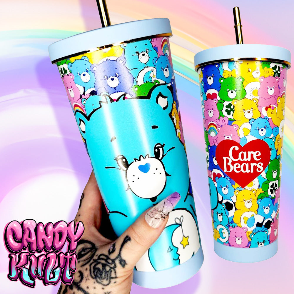 Care Bears Blue Stainless Steel Tumbler With Straw - Candy Kult - Candy Cult - Candy Kult Land - Wishbone - Boo Kitty - Panku - Frosti - Toxic Kitten - Hex-Heart - Cult Candy - Cake High Heels - [product_vendor}