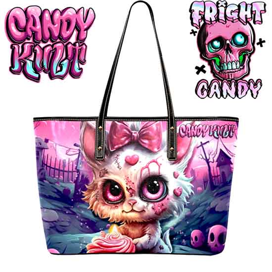 From Paris To The Grave Fright Candy Large Tote Bag - Candy Kult - Candy Cult - Candy Kult Land - Wishbone - Boo Kitty - Panku - Frosti - Toxic Kitten - Hex-Heart - Cult Candy - Cake High Heels - [product_vendor}