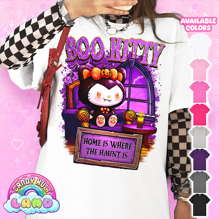 Boo Kitty Home Is Where The Haunt Is - Candy Kult Land Graphic Tee