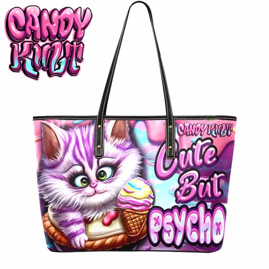 Cute But Psycho Cheshire Cat Candy Toons Large Tote Bag - Candy Kult - Candy Cult - Candy Kult Land - Wishbone - Boo Kitty - Panku - Frosti - Toxic Kitten - Hex-Heart - Cult Candy - Cake High Heels - [product_vendor}