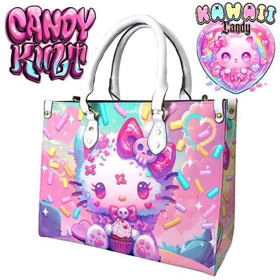 Pastel Purrfection Kawaii Candy White PU Leather Crossbody Handbag - Candy Kult - Candy Cult - Cult Candy - Cake High Heels - [product_vendor}