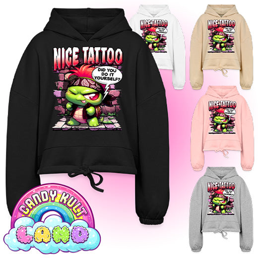 Nice Tattoo Did You Do It y=Yourself? Panku - Candy Kult Land Women’s Cropped Hoodie