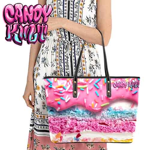 Rainbow Cake With Pink Frosting Candy Kult Large Tote Bag - Candy Kult - Candy Cult - Candy Kult Land - Wishbone - Boo Kitty - Panku - Frosti - Toxic Kitten - Hex-Heart - Cult Candy - Cake High Heels - [product_vendor}