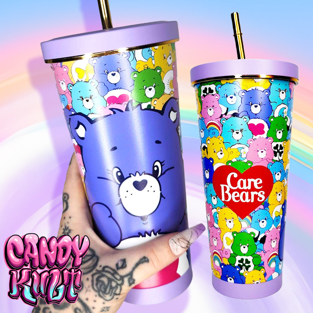 Care Bears Purple Stainless Steel Tumbler With Straw - Candy Kult - Candy Cult - Candy Kult Land - Wishbone - Boo Kitty - Panku - Frosti - Toxic Kitten - Hex-Heart - Cult Candy - Cake High Heels - [product_vendor}