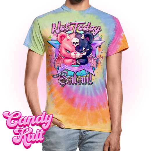 Not Today Satan Pentagram - Fright Candy Unisex Tie Dye T-Shirt - Candy Kult - Candy Cult - Candy Kult Land - Wishbone - Boo Kitty - Panku - Frosti - Toxic Kitten - Hex-Heart - Cult Candy - Cake High Heels - [product_vendor}