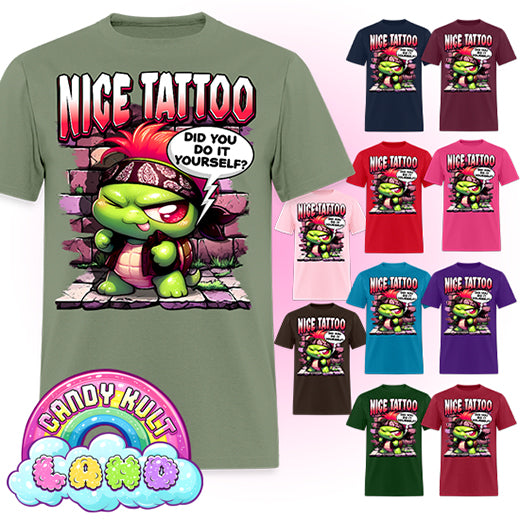 Nice Tattoo Did You Do It Yourself?  - Candy Kult Land COLOUR Men's / Unisex Classic T-Shirt - Candy Kult - Candy Cult - Candy Kult Land - Wishbone - Boo Kitty - Panku - Frosti - Toxic Kitten - Hex-Heart - Cult Candy - Cake High Heels - [product_vendor}