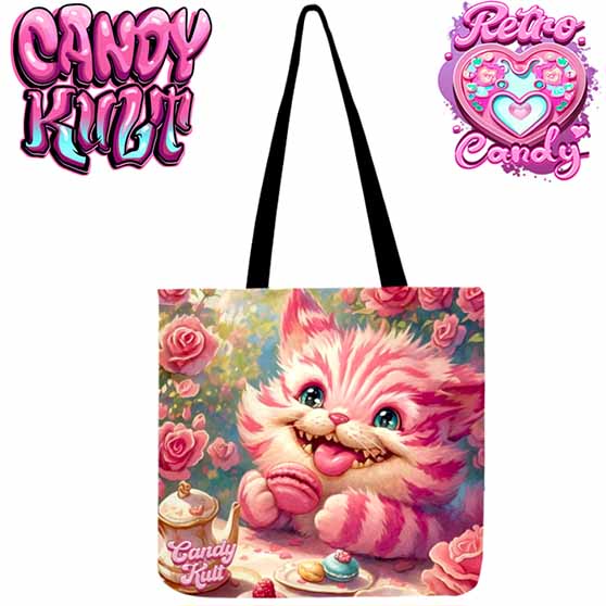 Rose Garden Tea Party Retro Candy Reusable Canvas Shopping Tote - Candy Kult - Candy Cult - Cult Candy - Cake High Heels - [product_vendor}