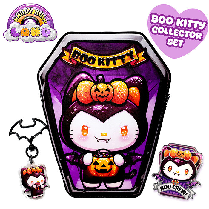 Boo Kitty Collector Set – Crossbody Bag, Pin & Keychain Bundle