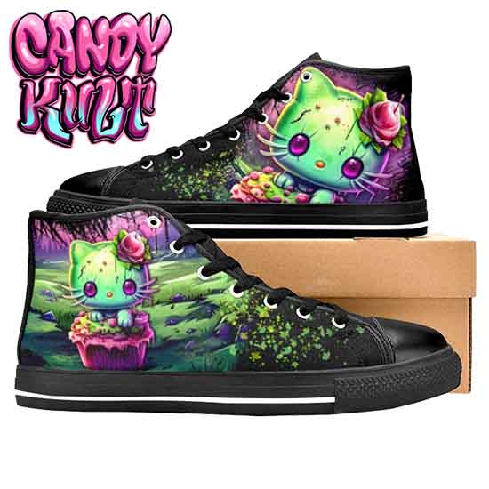 Zombie Kitty Fright Candy Men’s High Top Canvas Shoes - Candy Kult - Candy Cult - Candy Kult Land - Wishbone - Boo Kitty - Panku - Frosti - Toxic Kitten - Hex-Heart - Cult Candy - Cake High Heels - [product_vendor}