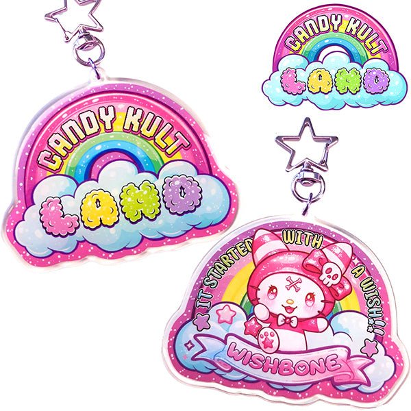 Wishbone Candy Kult Land Logo - Candy Kult Land Keychain / Bag Charm Candy Kult ck land Wishbone Candy Cult - Candy Kult Land - Wishbone - Boo Kitty - Panku - Frosti - Toxic Kitten - Hex - Heart - Cult Candy - Ca