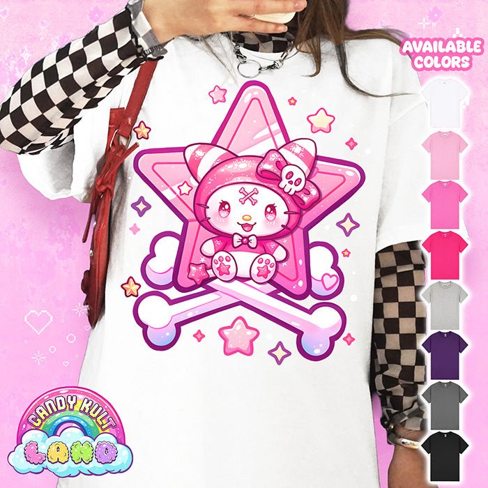 Wishbone Crossbones - Candy Kult Land Graphic Tee Candy Kult WHITE S candy kult land ck land Wishbone Candy Cult - Candy Kult Land - Wishbone - Boo Kitty - Panku - Frosti - Toxic Kitten - Hex - Heart - Cult Candy - Ca