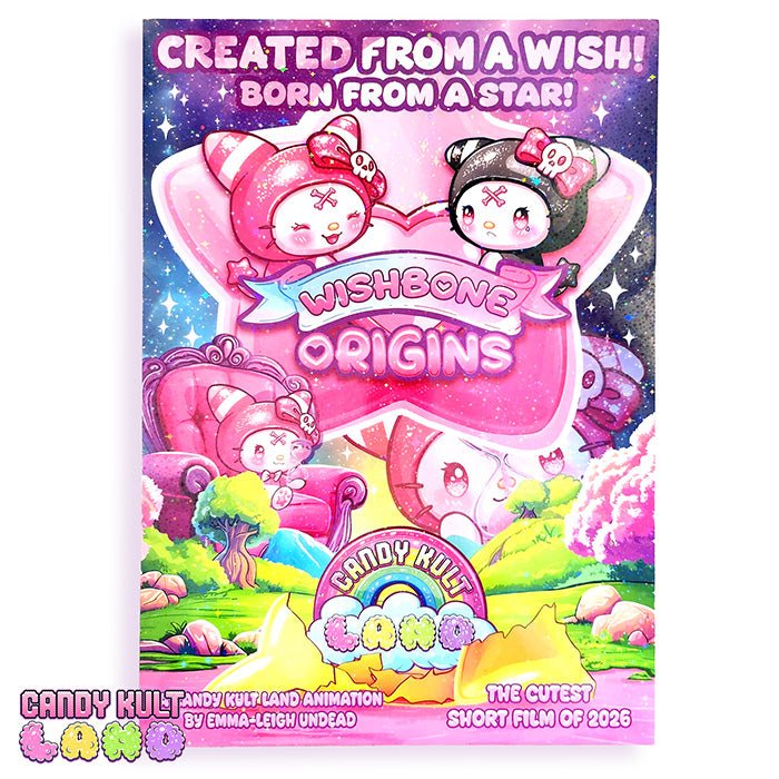 Wishbone Origins Signed Holographic A3 Art Poster Candy Kult Archival Packaged art print candy kult land ck land Candy Cult - Candy Kult Land - Wishbone - Boo Kitty - Panku - Frosti - Toxic Kitten - Hex - Heart - Cult Candy - Ca
