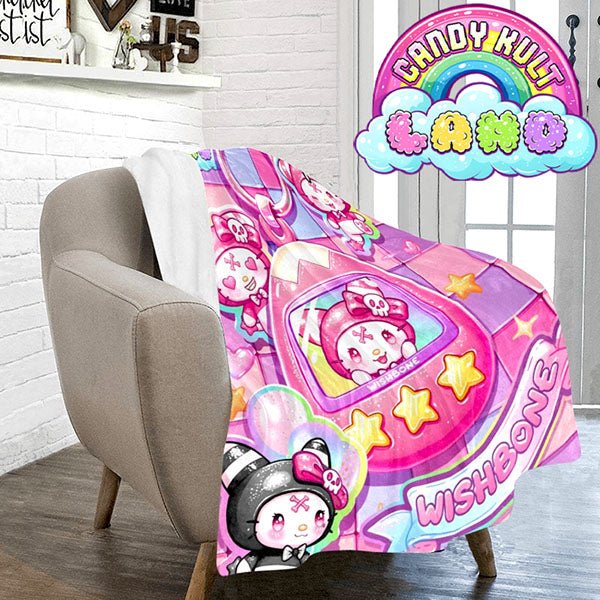 Wishbone Virtual Pet Candy Kult Land Micro Fleece Blanket Candy Kult 40 x 50 Inch ck land Wishbone Candy Cult - Candy Kult Land - Wishbone - Boo Kitty - Panku - Frosti - Toxic Kitten - Hex - Heart - Cult Candy - Ca