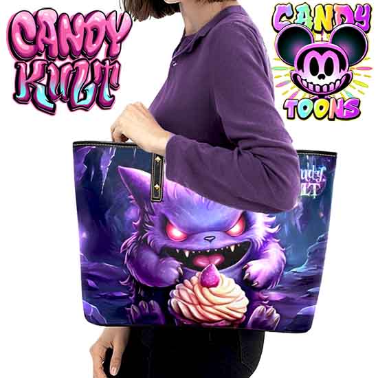 Ghost Type Cafe Cupcake Candy Toons Large Tote Bag - Candy Kult - Candy Cult - Candy Kult Land - Wishbone - Boo Kitty - Panku - Frosti - Toxic Kitten - Hex-Heart - Cult Candy - Cake High Heels - [product_vendor}
