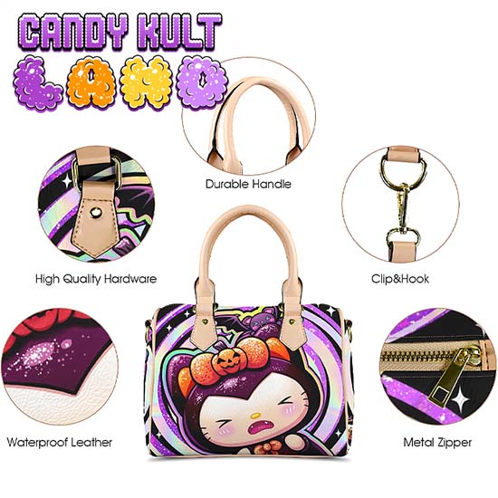 Boo Kitty Origins Bitten Candy Kult Land Beige Boston Crossbody Handbag - Candy Kult - Candy Cult - Candy Kult Land - Wishbone - Boo Kitty - Panku - Frosti - Toxic Kitten - Hex-Heart - Cult Candy - Cake High Heels - [product_vendor}