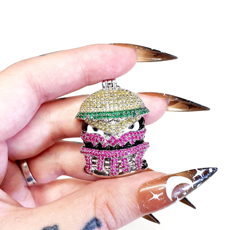 Hamburger 18K White Gold Necklace - Candy Kult - Candy Cult - Candy Kult Land - Wishbone - Boo Kitty - Panku - Frosti - Toxic Kitten - Hex-Heart - Cult Candy - Cake High Heels - [product_vendor}