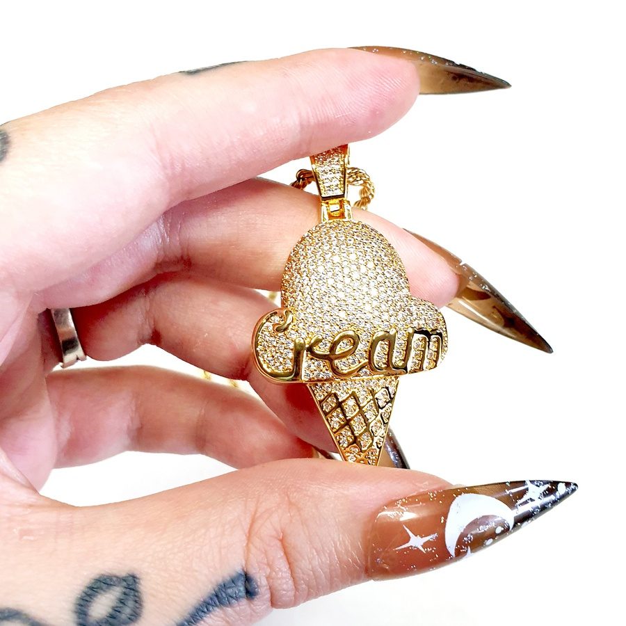 Ice Cream Cone 14K Gold Necklace - Candy Kult - Candy Cult - Candy Kult Land - Wishbone - Boo Kitty - Panku - Frosti - Toxic Kitten - Hex-Heart - Cult Candy - Cake High Heels - [product_vendor}