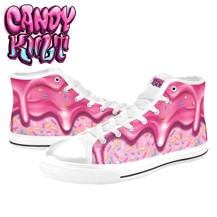 Sprinkles Please Strawberry White Women's High Top Canvas Shoes - Candy Kult - Candy Cult - Candy Kult Land - Wishbone - Boo Kitty - Panku - Frosti - Toxic Kitten - Hex-Heart - Cult Candy - Cake High Heels - [product_vendor}