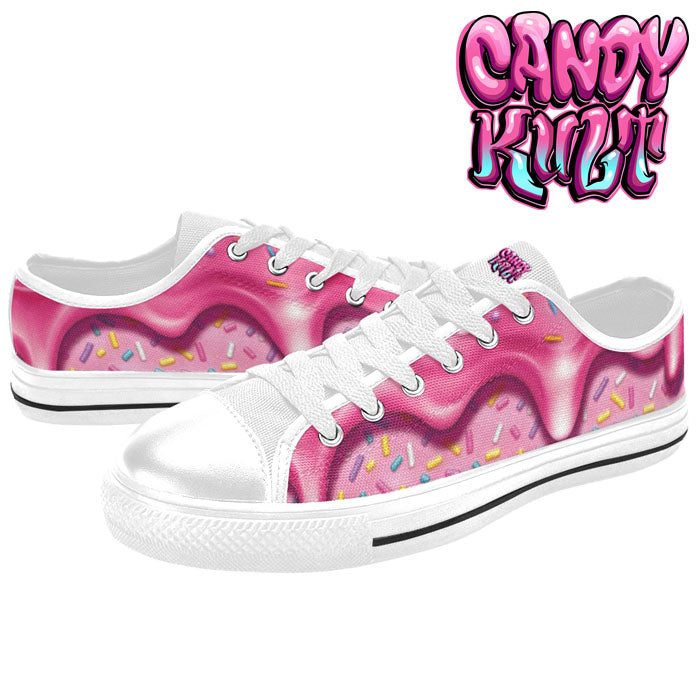 Sprinkles Please Strawberry White Men's Low Canvas Shoes - Candy Kult - Candy Cult - Candy Kult Land - Wishbone - Boo Kitty - Panku - Frosti - Toxic Kitten - Hex-Heart - Cult Candy - Cake High Heels - [product_vendor}