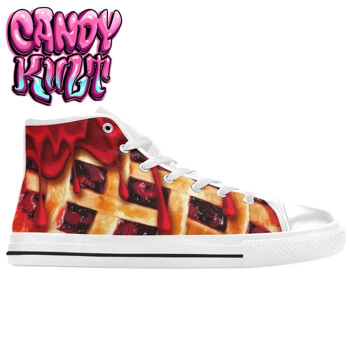 Oh My Cherry Pie White Women's High Top Canvas Shoes - Candy Kult - Candy Cult - Candy Kult Land - Wishbone - Boo Kitty - Panku - Frosti - Toxic Kitten - Hex-Heart - Cult Candy - Cake High Heels - [product_vendor}