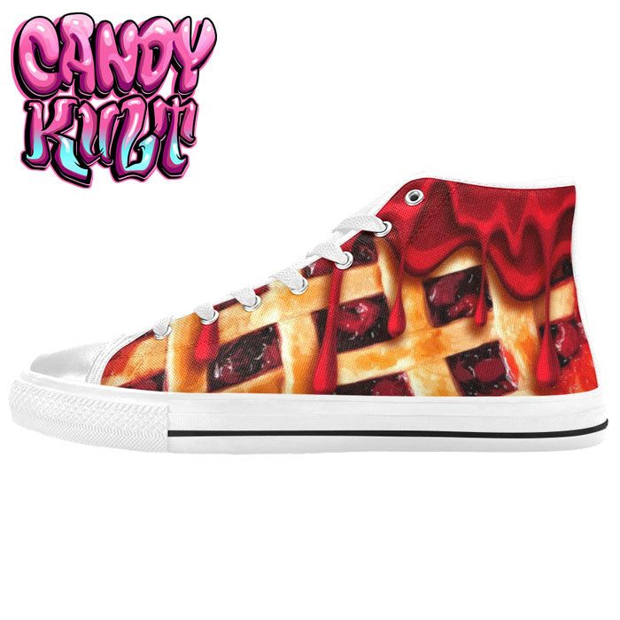 Oh My Cherry Pie White Women's High Top Canvas Shoes - Candy Kult - Candy Cult - Candy Kult Land - Wishbone - Boo Kitty - Panku - Frosti - Toxic Kitten - Hex-Heart - Cult Candy - Cake High Heels - [product_vendor}