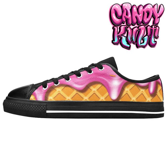 Strawberry Ice Cream Men's Low Canvas Shoes - Candy Kult - Candy Cult - Candy Kult Land - Wishbone - Boo Kitty - Panku - Frosti - Toxic Kitten - Hex-Heart - Cult Candy - Cake High Heels - [product_vendor}