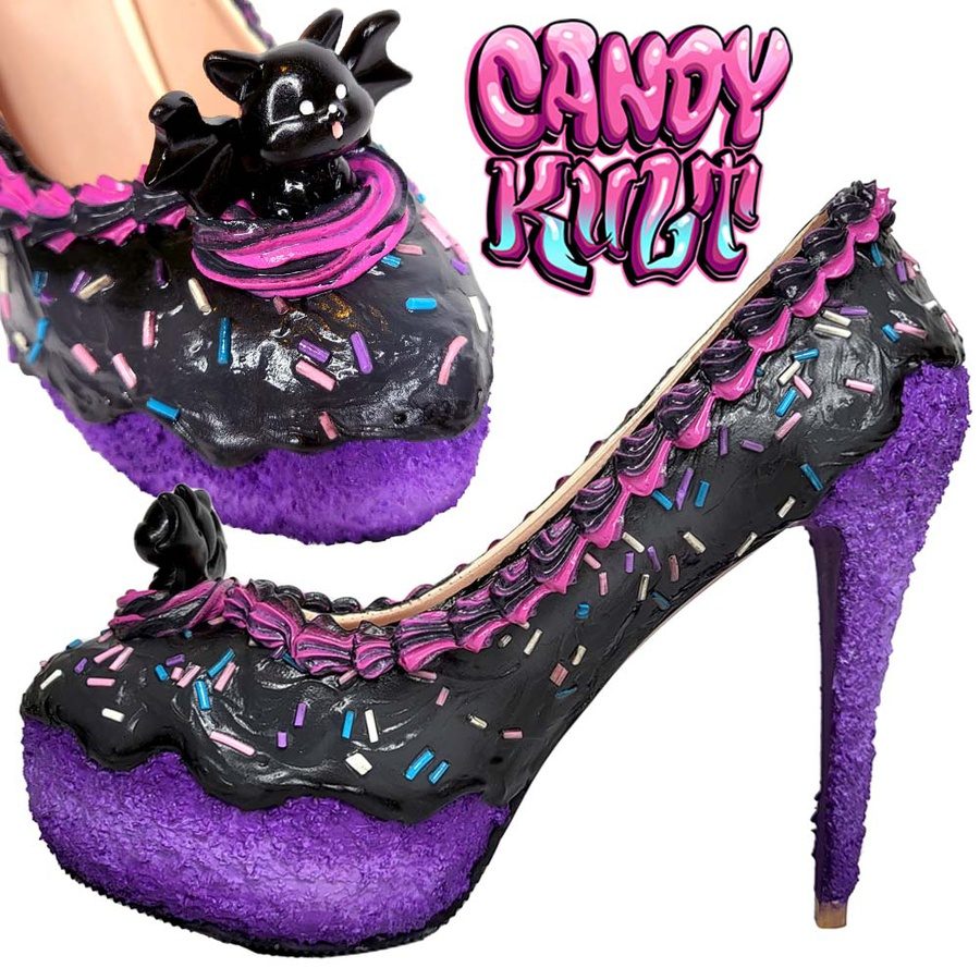 Bat Kitty Cake High Heel Shoes Candy Kult 16CM HEEL 34 = AU 4 Cake High Heels Candy Cult - Candy Kult Land - Wishbone - Boo Kitty - Panku - Frosti - Toxic Kitten - Hex - Heart - Cult Candy - Ca