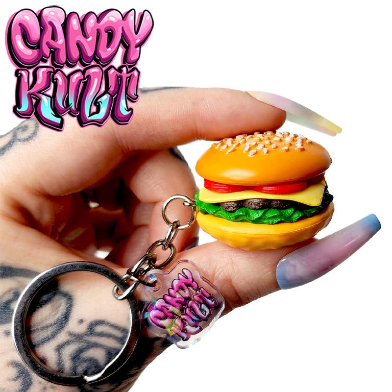 Burger Candy Kult Key Chain Candy Kult key chain key ring keychain Candy Cult - Candy Kult Land - Wishbone - Boo Kitty - Panku - Frosti - Toxic Kitten - Hex - Heart - Cult Candy - Ca