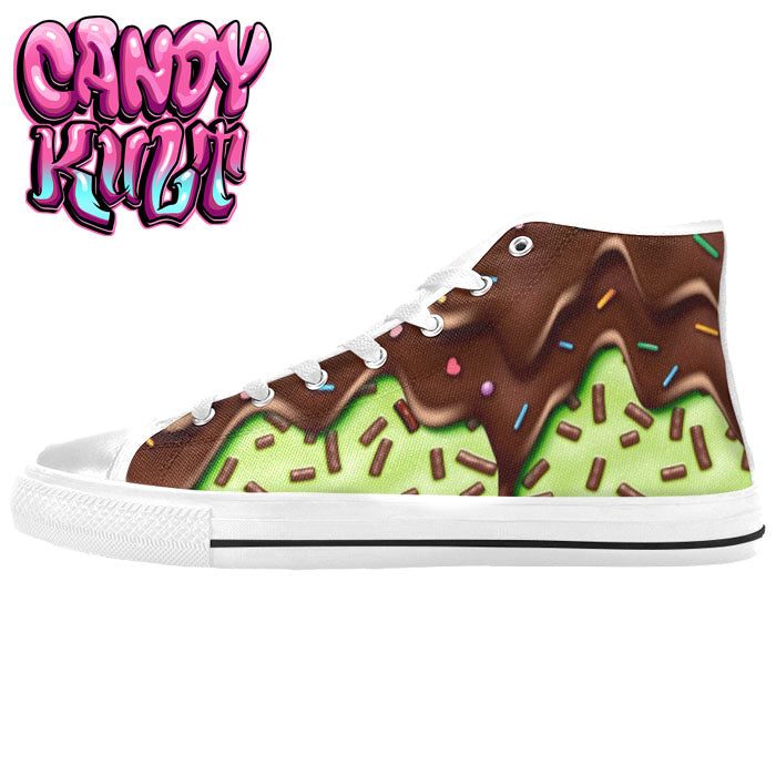 Sprinkles Please Choc Mint White Men’s High Top Canvas Shoes - Candy Kult - Candy Cult - Candy Kult Land - Wishbone - Boo Kitty - Panku - Frosti - Toxic Kitten - Hex-Heart - Cult Candy - Cake High Heels - [product_vendor}