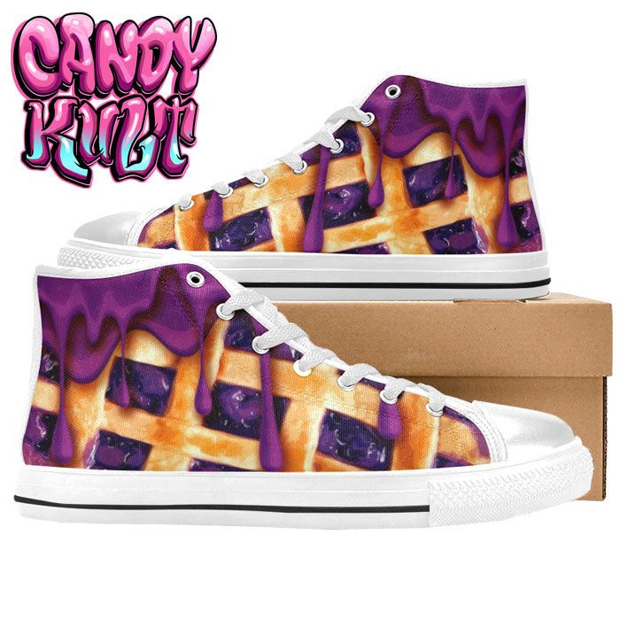 Blueberry Pie White Men’s High Top Canvas Shoes - Candy Kult - Candy Cult - Candy Kult Land - Wishbone - Boo Kitty - Panku - Frosti - Toxic Kitten - Hex-Heart - Cult Candy - Cake High Heels - [product_vendor}