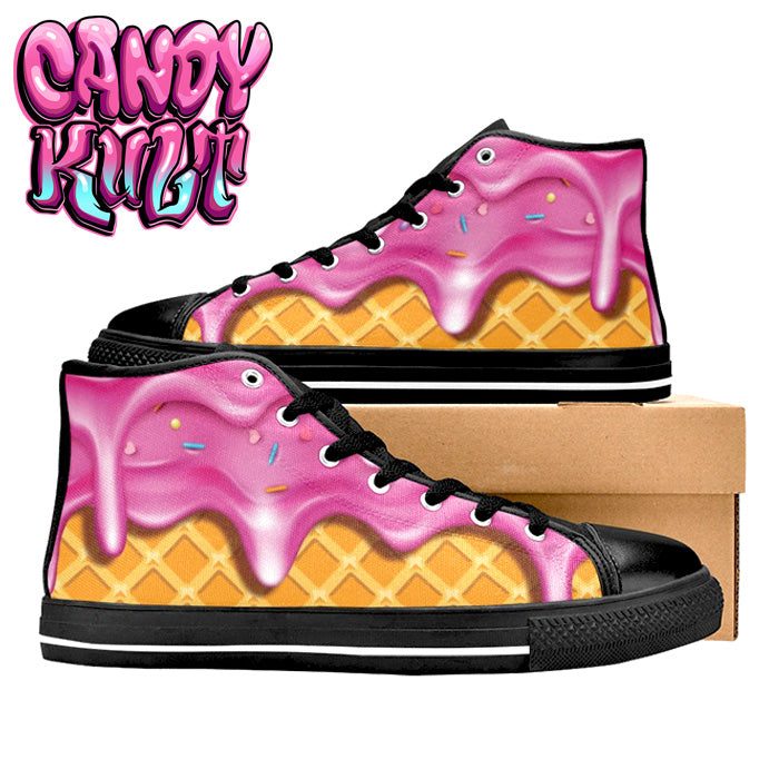 Strawberry Ice Cream Women's High Top Canvas Shoes - Candy Kult - Candy Cult - Candy Kult Land - Wishbone - Boo Kitty - Panku - Frosti - Toxic Kitten - Hex-Heart - Cult Candy - Cake High Heels - [product_vendor}