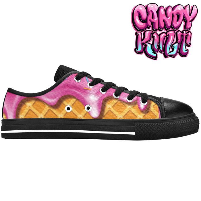 Strawberry Ice Cream Women's Low Canvas Shoes - Candy Kult - Candy Cult - Candy Kult Land - Wishbone - Boo Kitty - Panku - Frosti - Toxic Kitten - Hex-Heart - Cult Candy - Cake High Heels - [product_vendor}