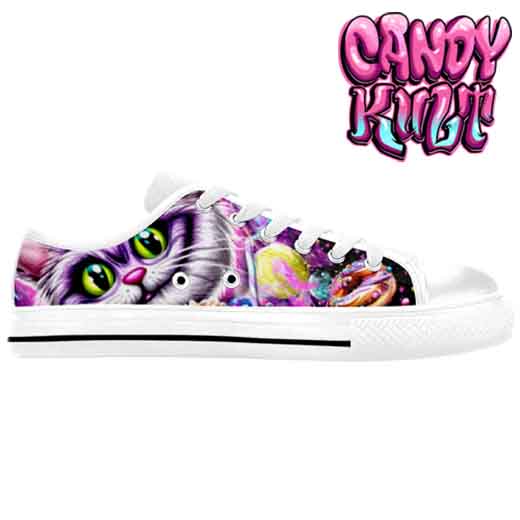 Cheshire Cat Tea Party White Men's Low Canvas Shoes - Candy Kult - Candy Cult - Candy Kult Land - Wishbone - Boo Kitty - Panku - Frosti - Toxic Kitten - Hex-Heart - Cult Candy - Cake High Heels - [product_vendor}