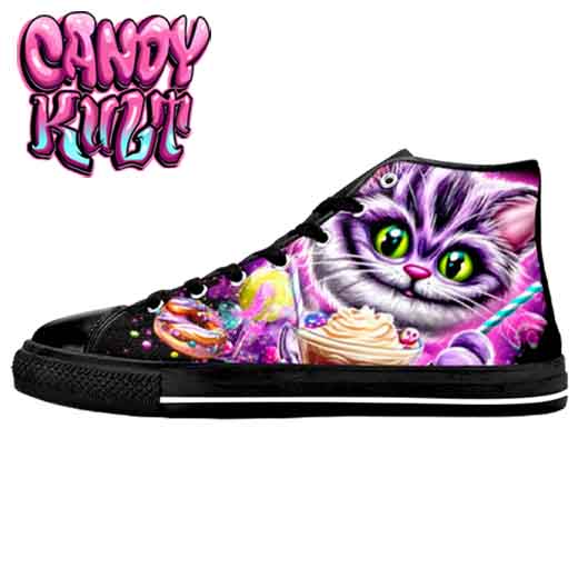 Cheshire Cat Tea Party Men’s High Top Canvas Shoes - Candy Kult - Candy Cult - Candy Kult Land - Wishbone - Boo Kitty - Panku - Frosti - Toxic Kitten - Hex-Heart - Cult Candy - Cake High Heels - [product_vendor}