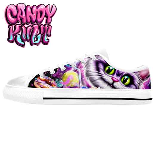 Cheshire Cat Tea Party White Men's Low Canvas Shoes - Candy Kult - Candy Cult - Candy Kult Land - Wishbone - Boo Kitty - Panku - Frosti - Toxic Kitten - Hex-Heart - Cult Candy - Cake High Heels - [product_vendor}
