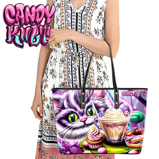 Cheshire Cat Tea Party Candy Kult Large Tote Bag - Candy Kult - Candy Cult - Candy Kult Land - Wishbone - Boo Kitty - Panku - Frosti - Toxic Kitten - Hex-Heart - Cult Candy - Cake High Heels - [product_vendor}
